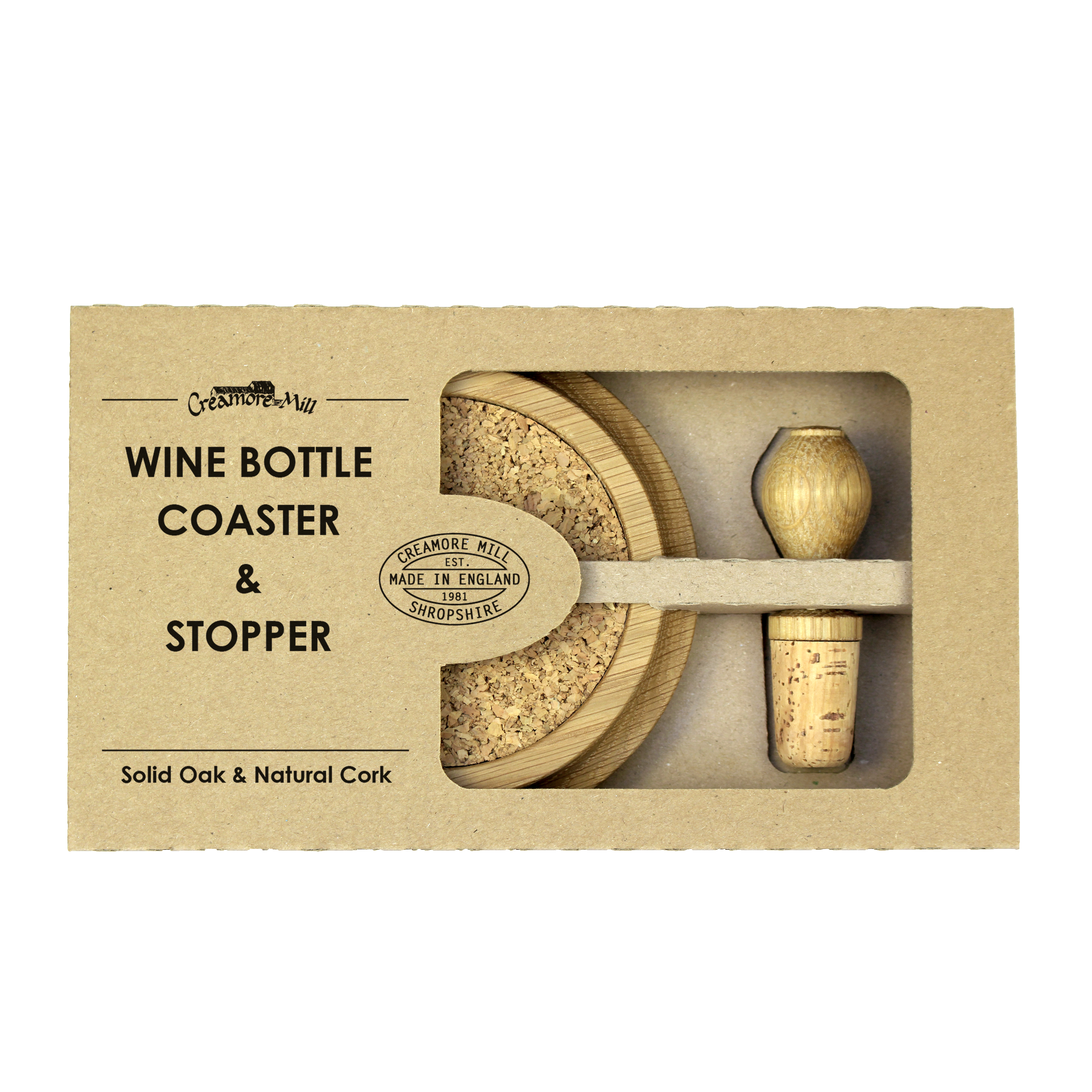Wine Coaster & Stopper Set, Oak (Gift Box)