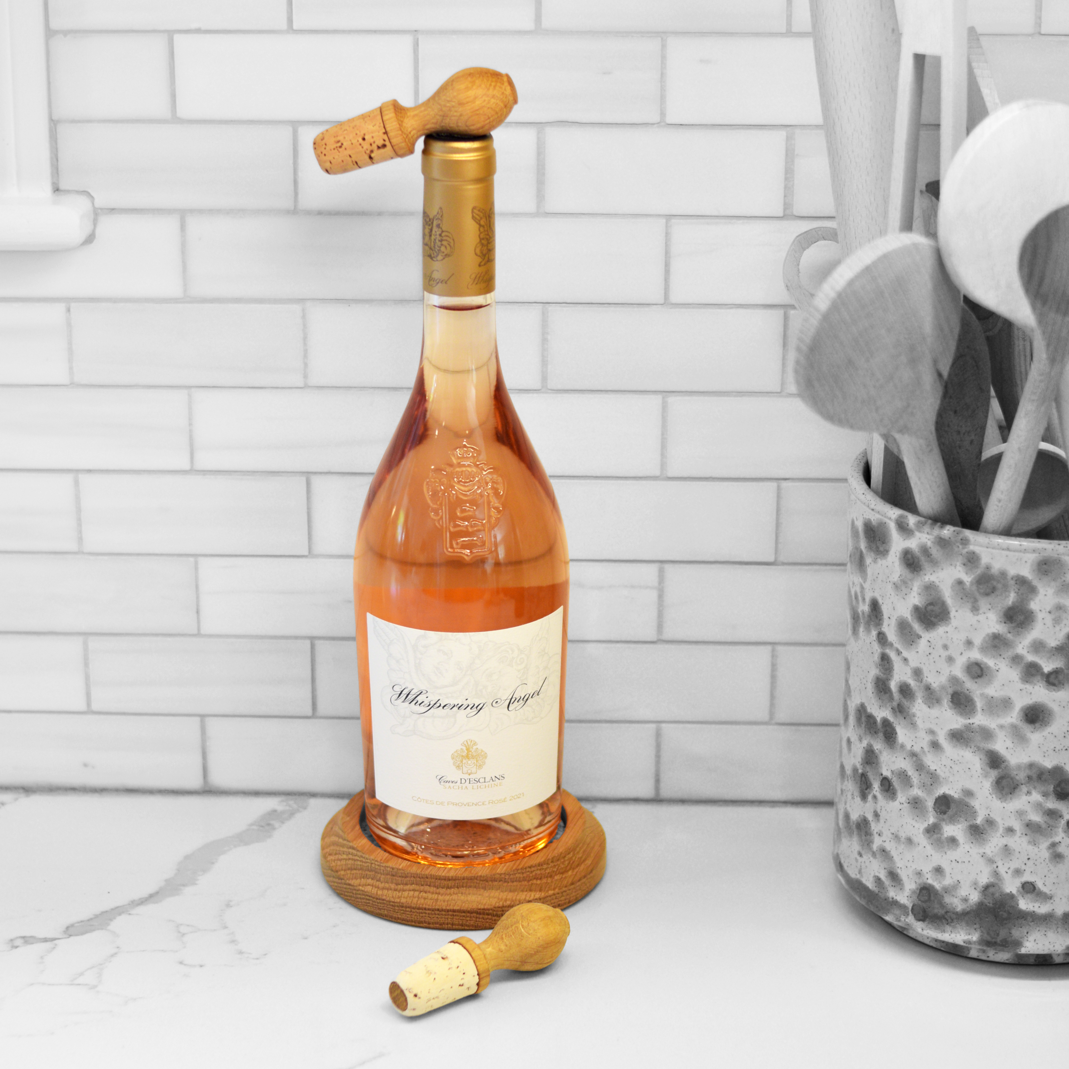 Wine Coaster & Stopper Set, Oak (Gift Box) - Earth & Nest