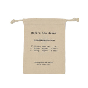 Wooden Scoop Trio w/ Cotton Drawstring Bag